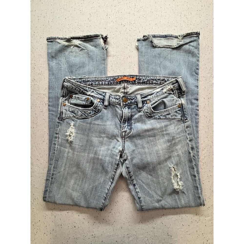 Vigoss Jeans Womens Size 11 Blue Denim Thick Stitch Embroidered Embellished Y2K